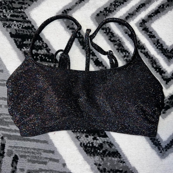 Xhilaration Black Glitter Swim Top - Picture 1 of 5